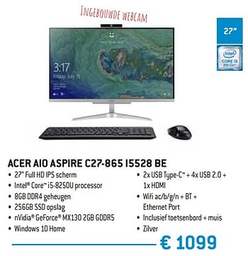 Promoties Acer aio aspire c27-865 i5528 be - Acer - Geldig van 15/02/2019 tot 15/04/2019 bij Exellent
