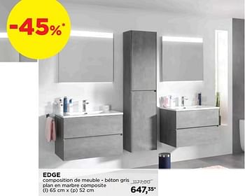 Promotions Edge composition de meuble - béton gris plan en marbre composite - Storke - Valide de 25/02/2019 à 31/03/2019 chez X2O