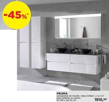 Promotions Prisma composition de meuble - blanc brillant plan tablette en granit - Storke - Valide de 25/02/2019 à 31/03/2019 chez X2O