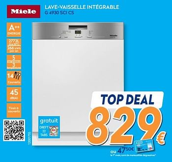 Promotions Miele lave-vaisselle intégrable g 4930 sci cs - Miele - Valide de 25/02/2019 à 24/03/2019 chez Krefel