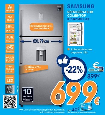 Promotions Samsung réfrigérateur combi-top rt53k6510sl - Samsung - Valide de 25/02/2019 à 24/03/2019 chez Krefel