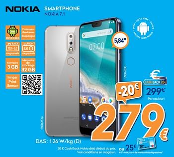 Promotions Nokia smartphone nokia 7.1 - Nokia - Valide de 25/02/2019 à 24/03/2019 chez Krefel