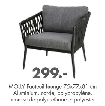 Promotions Molly fauteuil lounge - Produit maison - Casa - Valide de 21/02/2019 à 30/09/2019 chez Casa