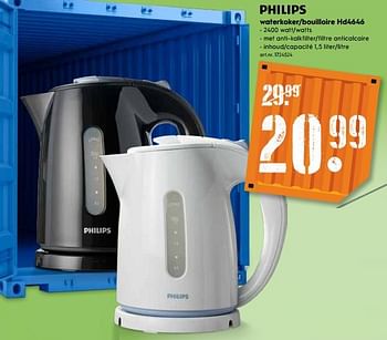 Promoties Philips waterkoker-bouilloire hd4646 - Philips - Geldig van 20/02/2019 tot 05/03/2019 bij Blokker