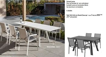 Promoties Tuinset lanna 4 stoelen tafel 160-240 cm- bondi charcoal - Huismerk - Dreamland - Geldig van 26/02/2019 tot 30/06/2019 bij Dreamland