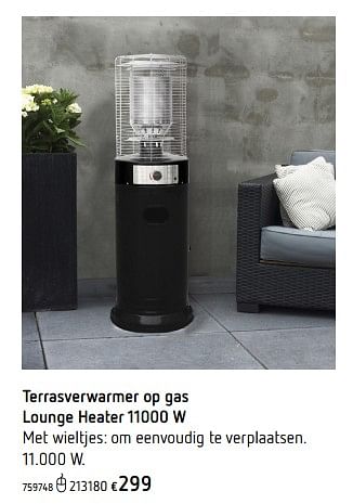 Promoties Terrasverwarmer op gas lounge heater - Huismerk - Dreamland - Geldig van 26/02/2019 tot 30/06/2019 bij Dreamland