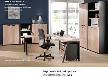 Promoties Hoge dossierkast met open rek - Huismerk - Euroshop - Geldig van 21/02/2019 tot 30/06/2019 bij Euro Shop