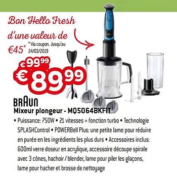 Promoties Braun mixeur plongeur - mq5064bkfit - Braun - Geldig van 18/02/2019 tot 31/03/2019 bij Exellent
