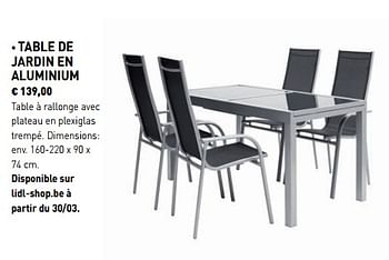 Promotions Table de jardin en aluminium - Produit maison - Lidl - Valide de 24/02/2019 à 08/04/2019 chez Lidl