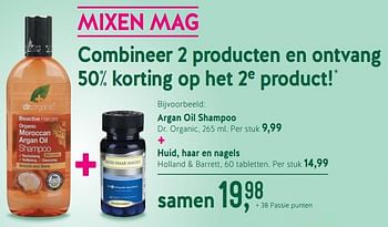 Promoties Argan oil shampoo +huid, haar en nagels - Dr. Organic - Geldig van 25/02/2019 tot 25/03/2019 bij Holland & Barret