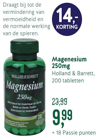 Promoties Magenesium 250mg - Huismerk - Holland & Barrett - Geldig van 25/02/2019 tot 25/03/2019 bij Holland & Barret