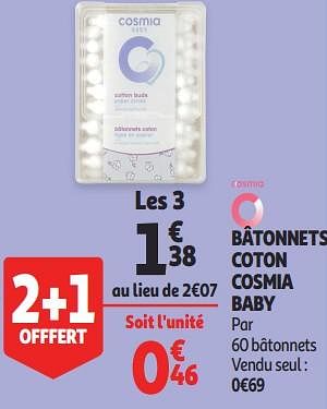 Cosmia Batonnets Coton Cosmia Baby En Promotion Chez Auchan Ronq