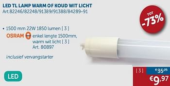 Promoties Led tl lamp warm of koud wit licht - Huismerk - Zelfbouwmarkt - Geldig van 05/03/2019 tot 01/04/2019 bij Zelfbouwmarkt