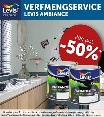Promoties Verfmengservice levis ambiance 2de pot -50% - Levis - Geldig van 05/03/2019 tot 01/04/2019 bij Zelfbouwmarkt