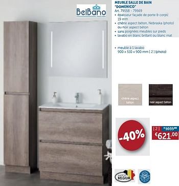Promotions Meuble salle de bain domenico - Belbano - Valide de 05/03/2019 à 01/04/2019 chez Zelfbouwmarkt
