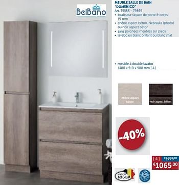 Promotions Meuble salle de bain domenico - Belbano - Valide de 05/03/2019 à 01/04/2019 chez Zelfbouwmarkt