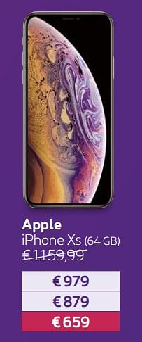 Promoties Apple iphone xs 64 gb - Apple - Geldig van 01/03/2019 tot 31/03/2019 bij Proximus