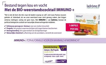 Promotions Immuno + bio propolis ampullen - Ladrome - Valide de 01/03/2019 à 30/03/2019 chez Mannavita