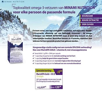 Promoties Marinepa gold + vit d - Minami Nutrition - Geldig van 01/03/2019 tot 30/03/2019 bij Mannavita
