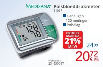 Promoties Medisana polsbloeddrukmeter 51067 - Medisana - Geldig van 01/03/2019 tot 31/03/2019 bij Eldi