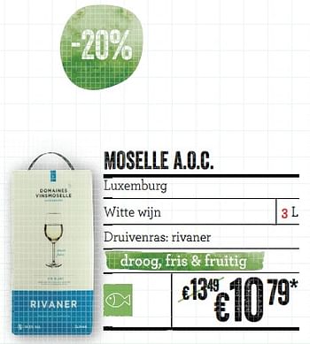 Promoties Moselle a.o.c. luxemburg - Witte wijnen - Geldig van 21/02/2019 tot 20/03/2019 bij Delhaize