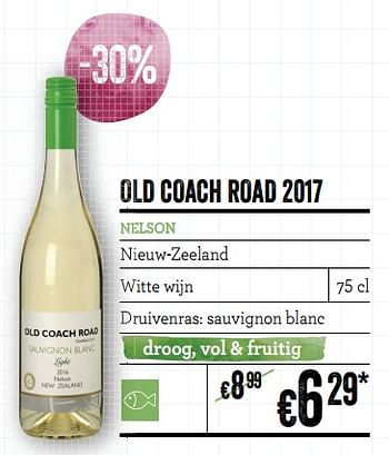 Promoties Old coach road 2017 nelson nieuw-zeeland - Witte wijnen - Geldig van 21/02/2019 tot 20/03/2019 bij Delhaize
