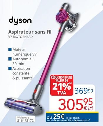 Promotions Dyson aspirateur sans fil v7 motorhead - Dyson - Valide de 01/03/2019 à 31/03/2019 chez Eldi