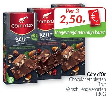 Promoties Chocoladetabletten brut - Cote D'Or - Geldig van 01/03/2019 tot 31/03/2019 bij Intermarche