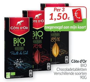 Promoties Bio chocoladetabletten - Cote D'Or - Geldig van 01/03/2019 tot 31/03/2019 bij Intermarche