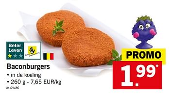 Promoties Baconburgers - Huismerk - Lidl - Geldig van 11/03/2019 tot 16/03/2019 bij Lidl