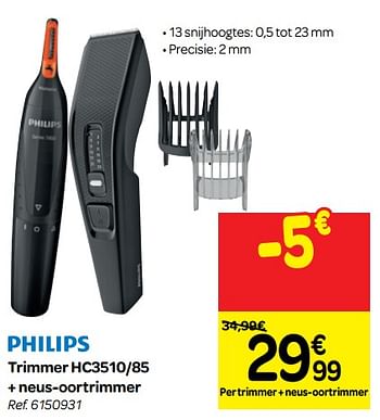 Promoties Philips trimmer hc3510-85 + neus-oortrimmer - Philips - Geldig van 06/03/2019 tot 18/03/2019 bij Carrefour