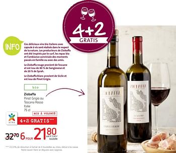 Promotions Ziobaffa pinot grigio ou toscana rosso italie - Vins rouges - Valide de 14/03/2019 à 27/03/2019 chez Spar (Colruytgroup)