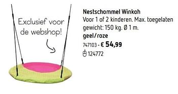 Promoties Nestschommel winkoh geel-roze - Huismerk - Dreamland - Geldig van 11/03/2019 tot 31/08/2019 bij Dreamland