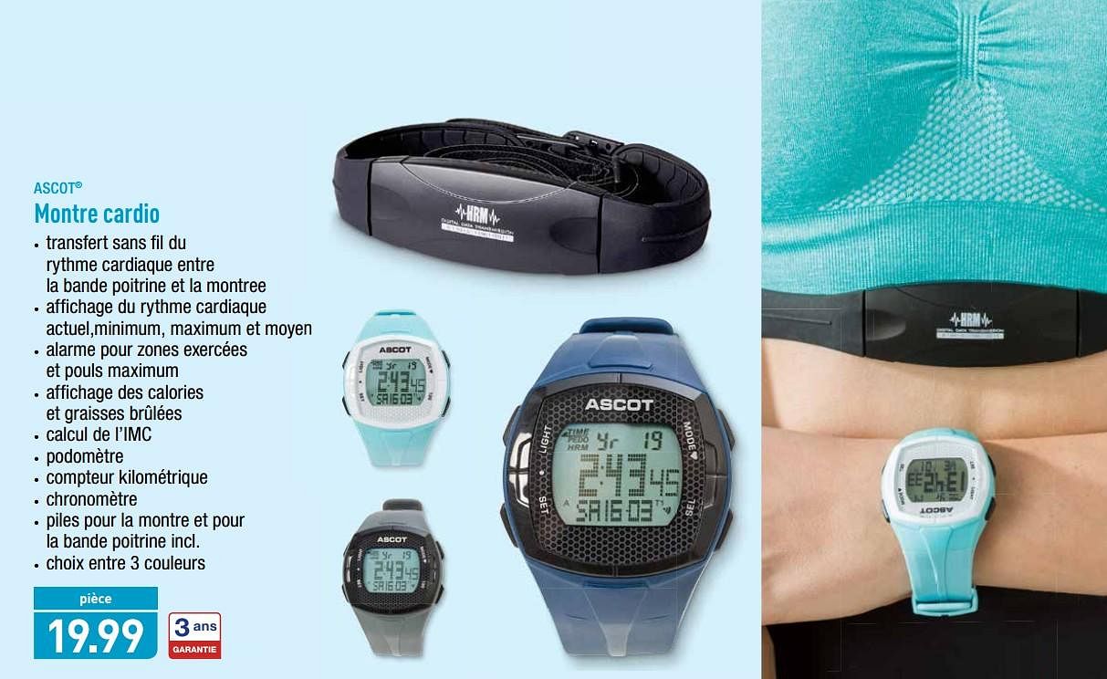 Ascot Montre cardio En promotion chez Aldi