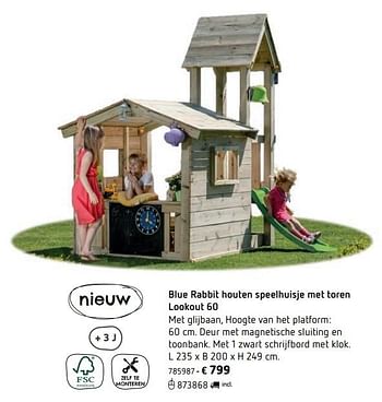 Promoties Blue rabbit houten speelhuisje met toren lookout 60 - Blue Rabbit - Geldig van 11/03/2019 tot 31/08/2019 bij Dreamland