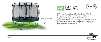 Promoties Exit trampolineset elegant premium deluxe all-in-1 zwart - Exit - Geldig van 11/03/2019 tot 31/08/2019 bij Dreamland