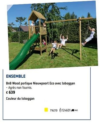 Promotions Bnb wood portique nieuwpoort eco avec toboggan jaune - BNB Wood - Valide de 11/03/2019 à 31/08/2019 chez Dreamland