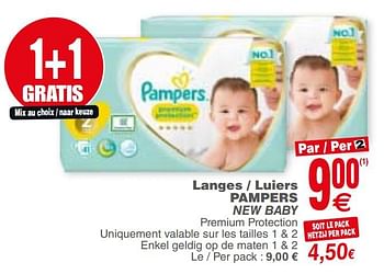 Promoties Langes - luiers pampers new baby - Pampers - Geldig van 12/03/2019 tot 18/03/2019 bij Cora