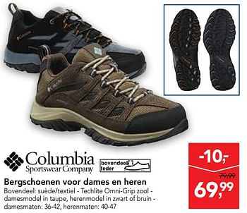 Promoties Bergschoenen voor dames en heren - Columbia Sportswear Company - Geldig van 13/03/2019 tot 26/03/2019 bij Makro
