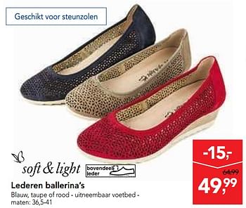 Promoties Lederen ballerina`s - Soft & Light - Geldig van 13/03/2019 tot 26/03/2019 bij Makro