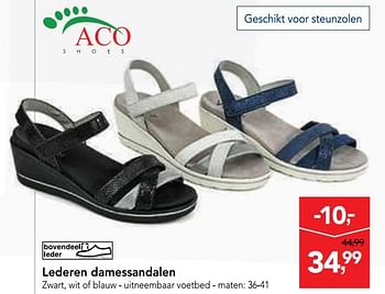 Promoties Lederen damessandalen - Aco Shoes - Geldig van 13/03/2019 tot 26/03/2019 bij Makro