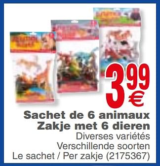 Promotions Sachet de 6 animaux zakje met 6 dieren - Produit maison - Cora - Valide de 12/03/2019 à 25/03/2019 chez Cora