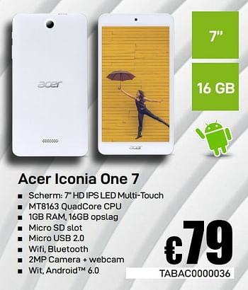 Promoties Acer iconia one 7 - Acer - Geldig van 08/03/2019 tot 07/04/2019 bij Compudeals