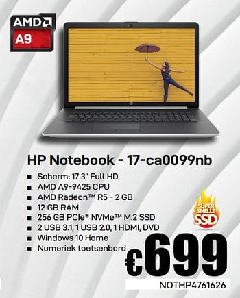 Promoties Hp notebook - 17-ca0099nb - HP - Geldig van 08/03/2019 tot 07/04/2019 bij Compudeals
