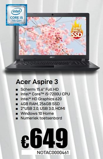 Promoties Acer aspire 3 - Acer - Geldig van 08/03/2019 tot 07/04/2019 bij Compudeals