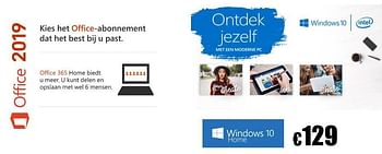 Promoties Microsoft office 2019 windows 10 home - Microsoft - Geldig van 08/03/2019 tot 07/04/2019 bij Compudeals