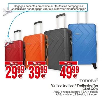 Promotions Valise trolley - trolleykoffer glasgow - Todoba - Valide de 12/03/2019 à 25/03/2019 chez Cora