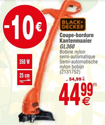 Promoties Black + decker coupe-bordure kantenmaaier gl360 - Black & Decker - Geldig van 12/03/2019 tot 25/03/2019 bij Cora