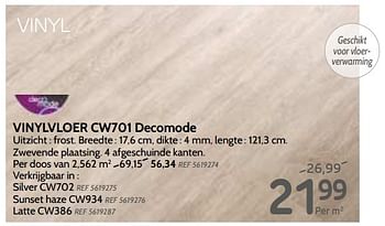Promoties Vinylvloer cw702 decomode - DecoMode - Geldig van 13/03/2019 tot 01/04/2019 bij BricoPlanit