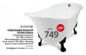 Promoties Vrijstaande badkuip felina allibert - Allibert - Geldig van 13/03/2019 tot 01/04/2019 bij BricoPlanit